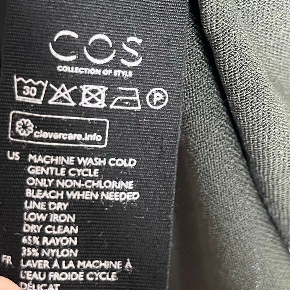 Cos Knitted Sweater Top Womens Medium Olive Green Pleated Sleeves Minimalist - Picture 11 of 11